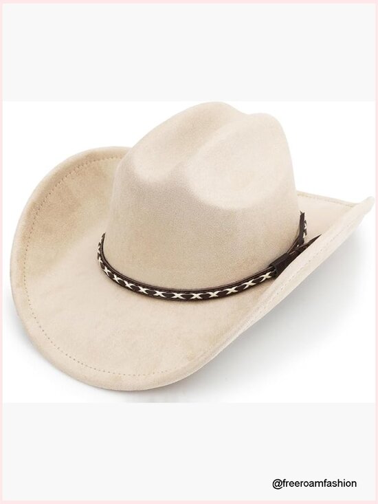 Unisex Wide Brim Felt Cowboy Hat with Adjustable Band main image 5